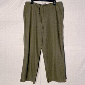 CANDA Army green Linen Cotton Blend Wide Leg pants